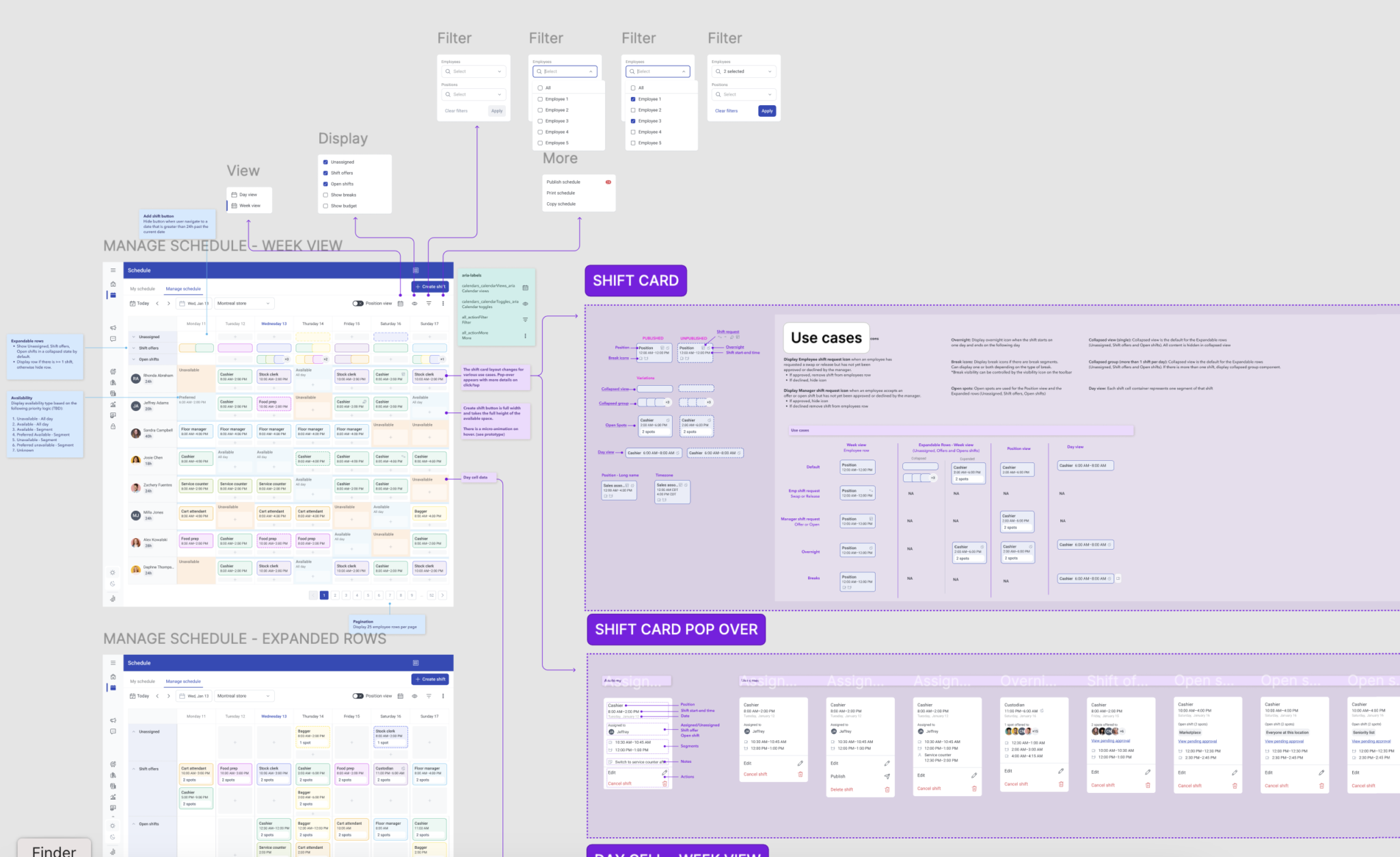 Figma specs for manage schedule