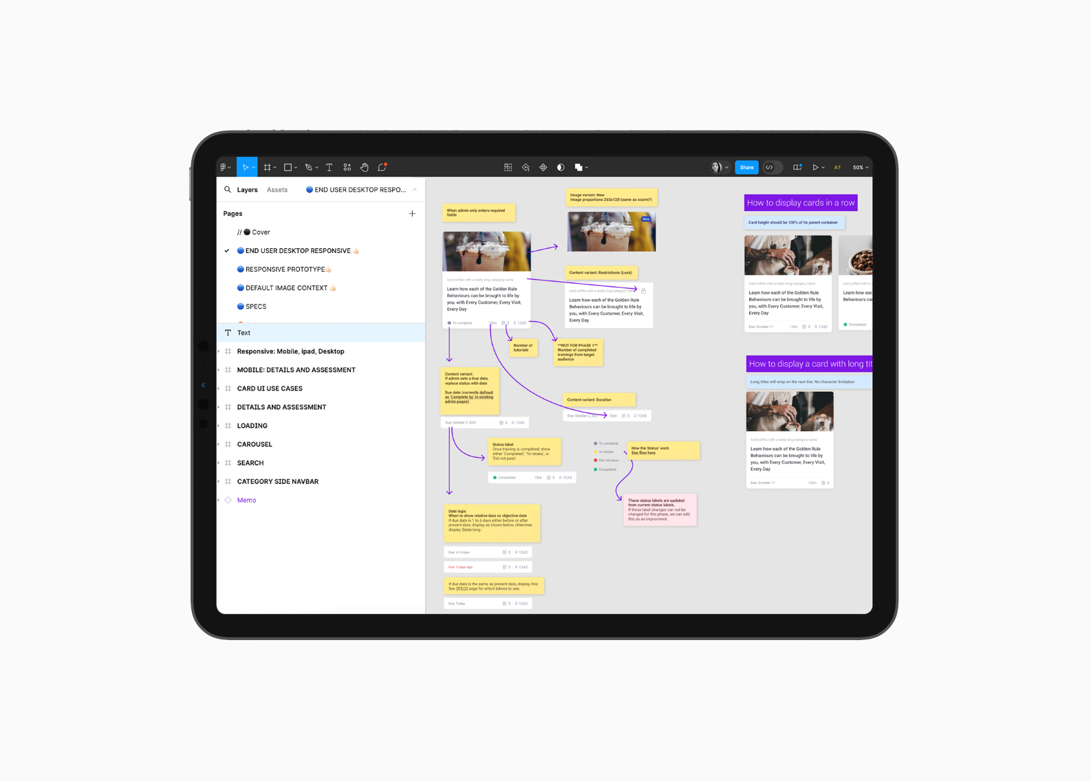 Showing workflow in Figma with component logic