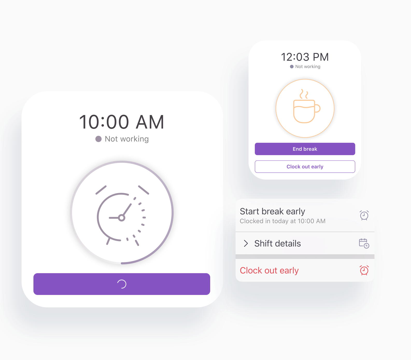 Punch clock feature components